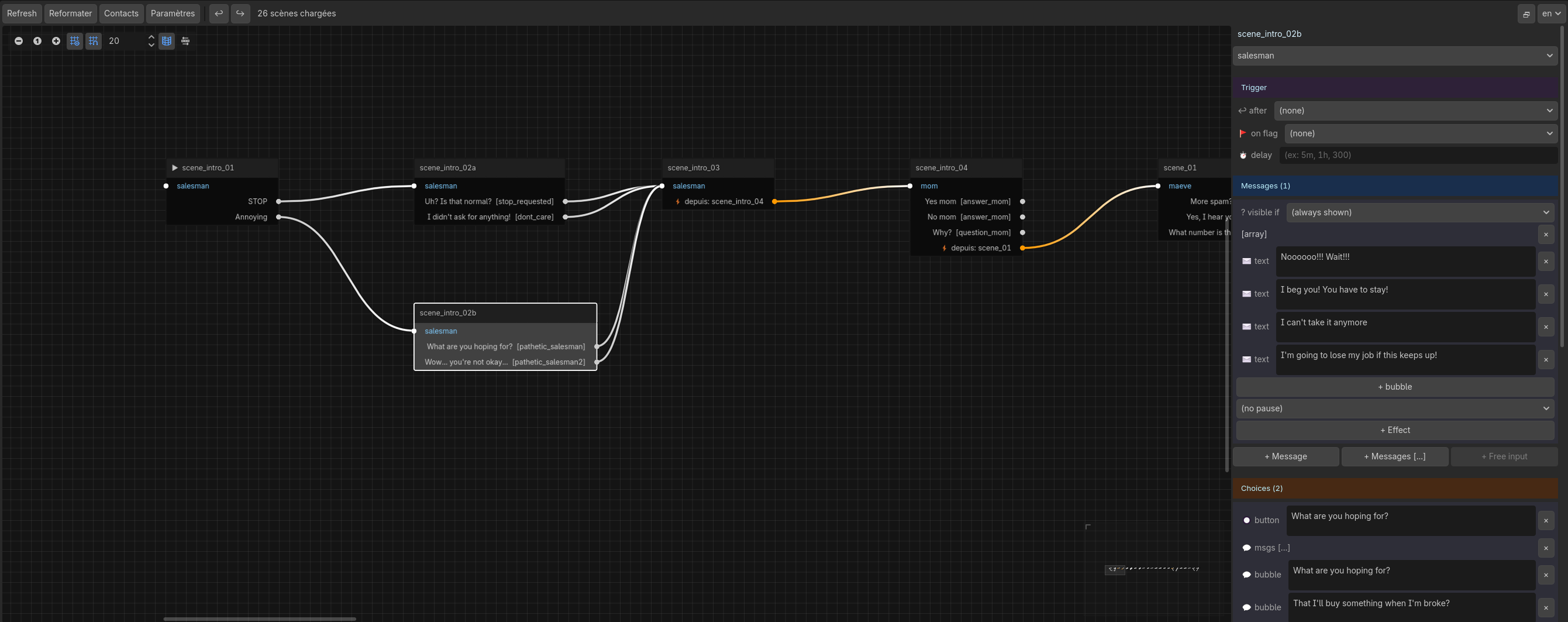 Story Editor — detail panel